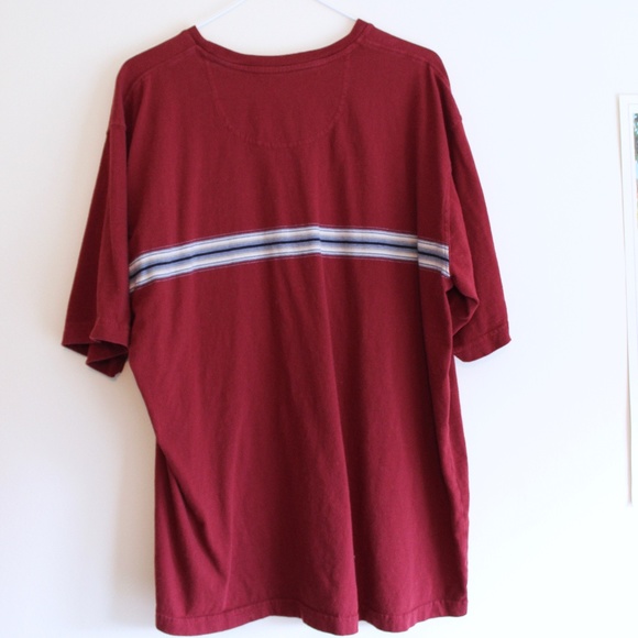 90s Inspired Maroon Striped T-shirt - Picture 2 of 3